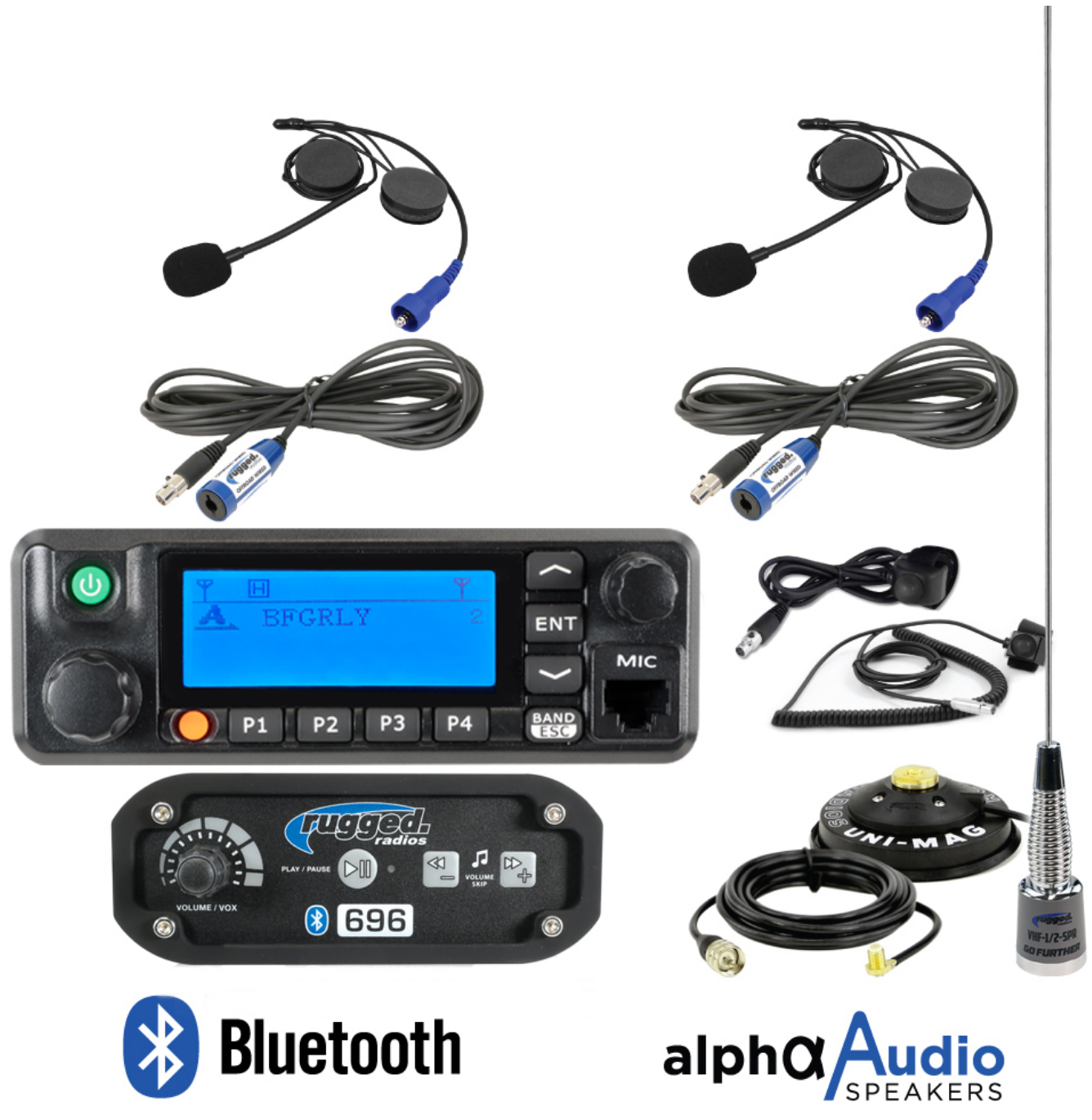 RRP696 2-Place Intercom with Digital Mobile Radio and Alpha Audio Helmet Kits